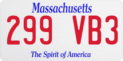 MA license plate 299VB3