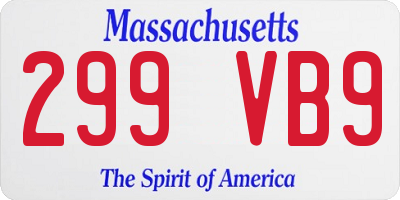 MA license plate 299VB9