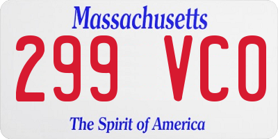 MA license plate 299VC0