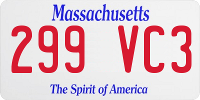 MA license plate 299VC3
