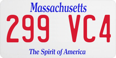 MA license plate 299VC4