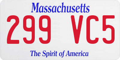 MA license plate 299VC5