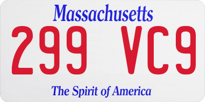 MA license plate 299VC9