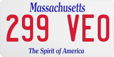 MA license plate 299VE0