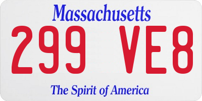 MA license plate 299VE8