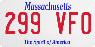 MA license plate 299VF0