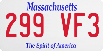 MA license plate 299VF3