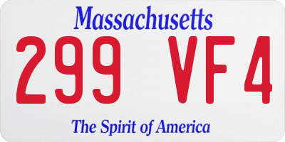 MA license plate 299VF4
