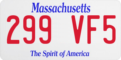 MA license plate 299VF5