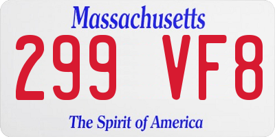 MA license plate 299VF8