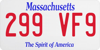 MA license plate 299VF9