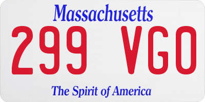 MA license plate 299VG0