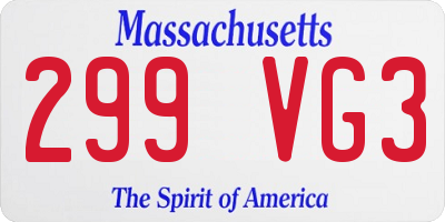 MA license plate 299VG3