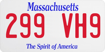 MA license plate 299VH9