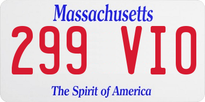 MA license plate 299VI0