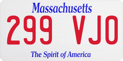 MA license plate 299VJ0