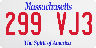 MA license plate 299VJ3