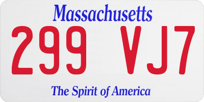 MA license plate 299VJ7