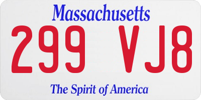MA license plate 299VJ8