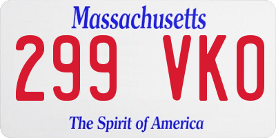 MA license plate 299VK0
