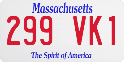 MA license plate 299VK1