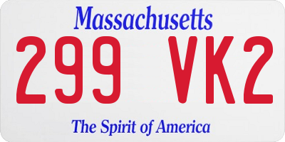MA license plate 299VK2