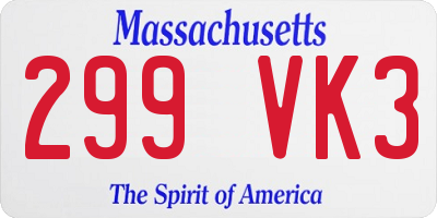 MA license plate 299VK3