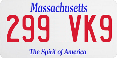 MA license plate 299VK9