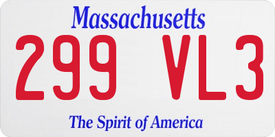 MA license plate 299VL3