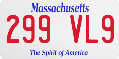 MA license plate 299VL9