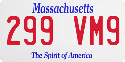 MA license plate 299VM9