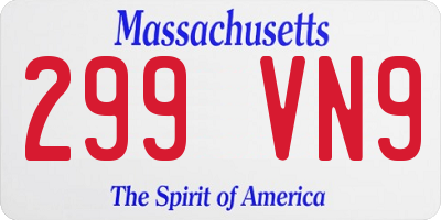 MA license plate 299VN9