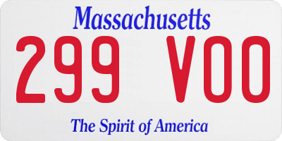 MA license plate 299VO0