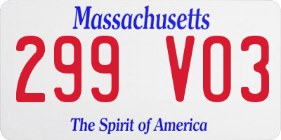 MA license plate 299VO3