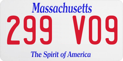MA license plate 299VO9