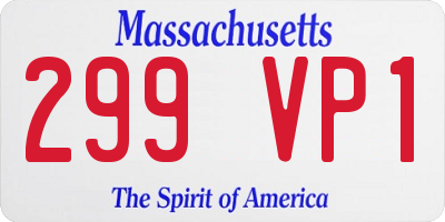 MA license plate 299VP1