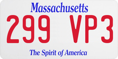 MA license plate 299VP3