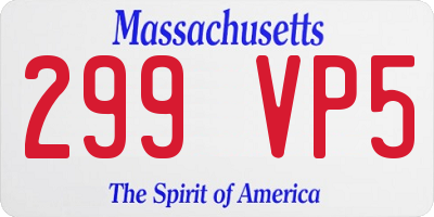 MA license plate 299VP5
