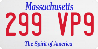 MA license plate 299VP9