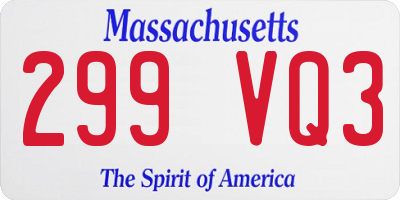 MA license plate 299VQ3