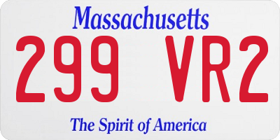 MA license plate 299VR2