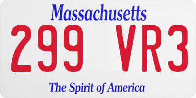 MA license plate 299VR3