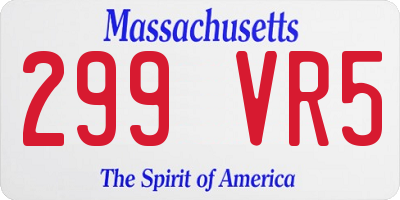 MA license plate 299VR5