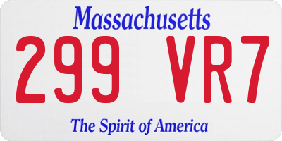 MA license plate 299VR7
