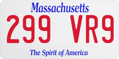 MA license plate 299VR9
