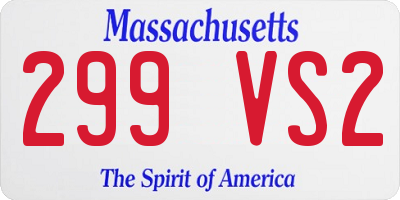 MA license plate 299VS2