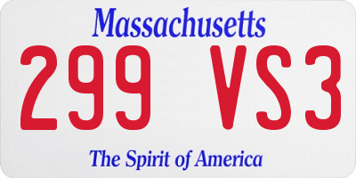 MA license plate 299VS3