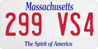 MA license plate 299VS4