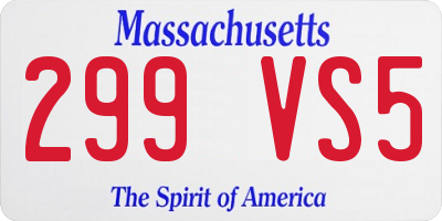 MA license plate 299VS5