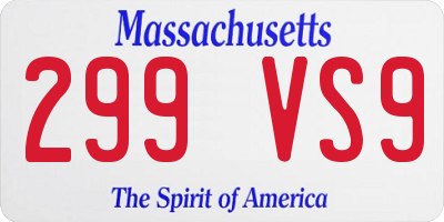 MA license plate 299VS9